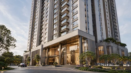 Prestige Park Street tower facade and double-height arrival lobby